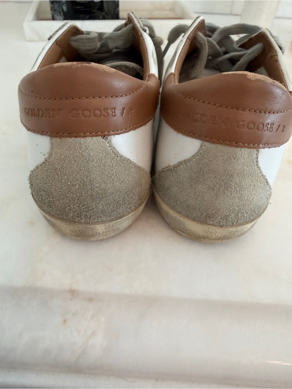 Golden Goose White and Gray Superstar Sneakers - Picture 2 of 4